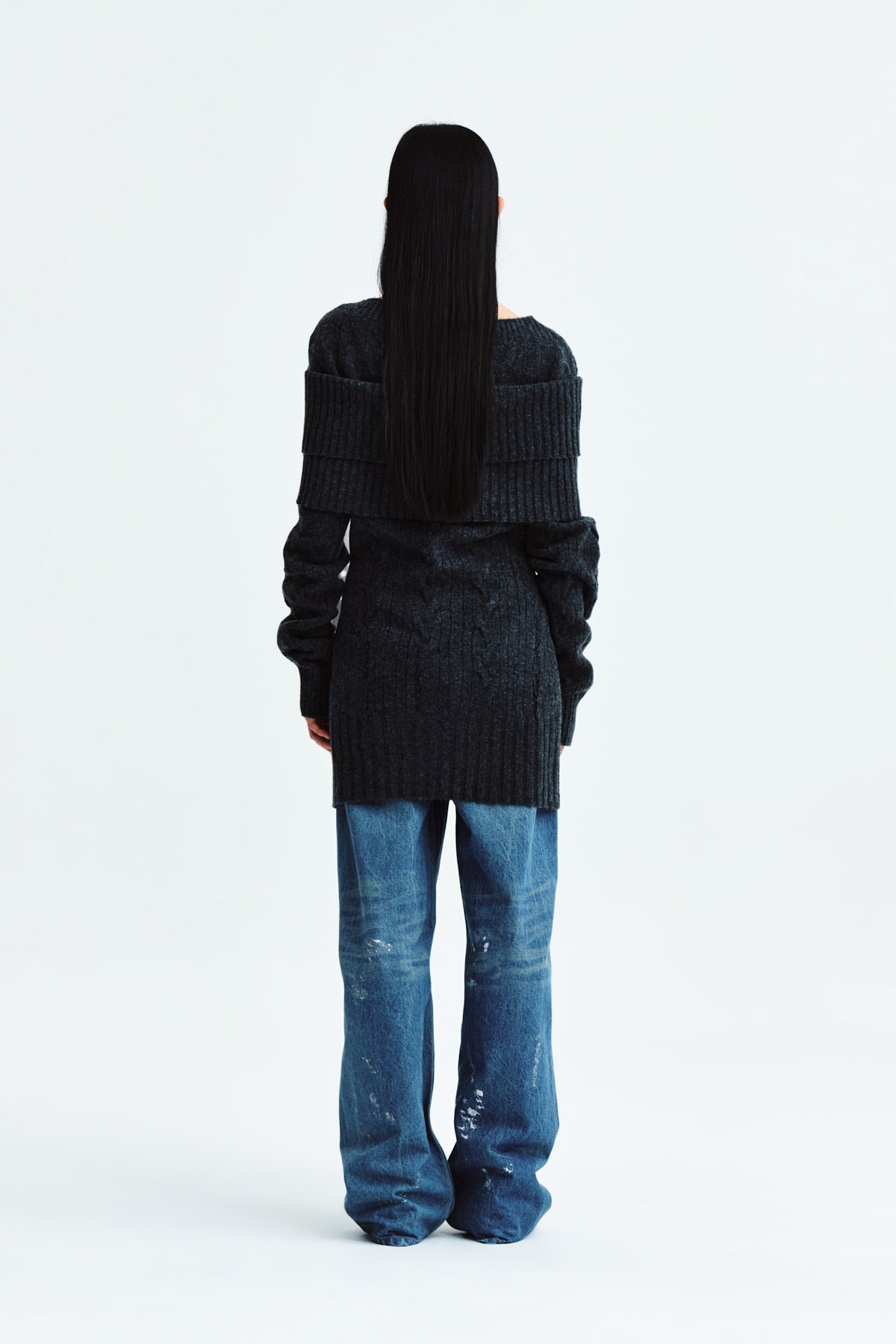 Matin Kim - Button Point Shawl Knit Muffler (Charcoal) product image 7 | TRAB K-Fashion Australia