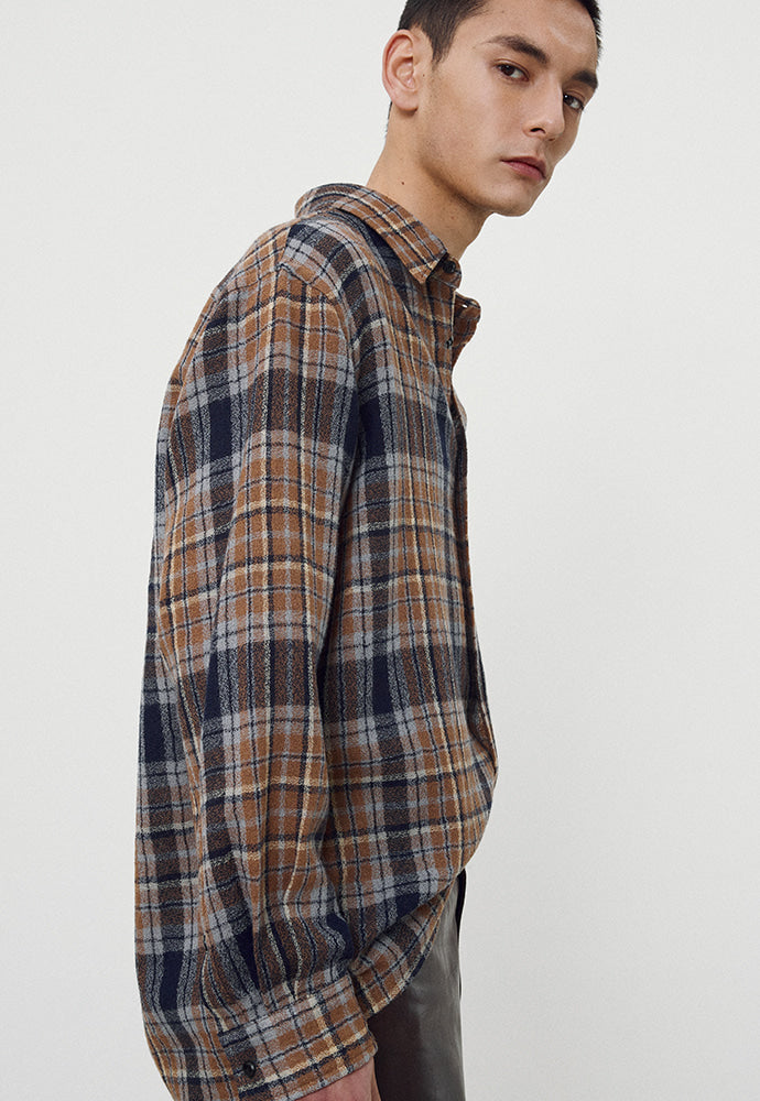 Tonywack - Light Wool Single Pocket Check Shirt (Camel) product image 4 | TRAB K-Fashion Australia