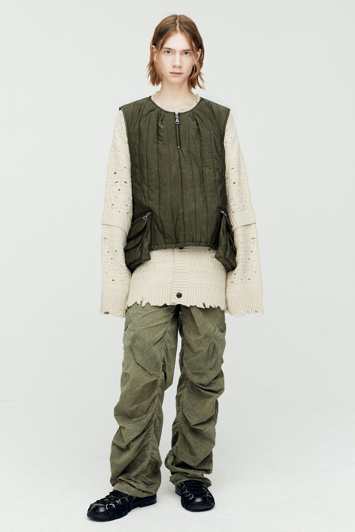 Andersson Bell - Wax Coated Padded Turtle Vest (Khaki) product image 3 | TRAB K-Fashion Australia