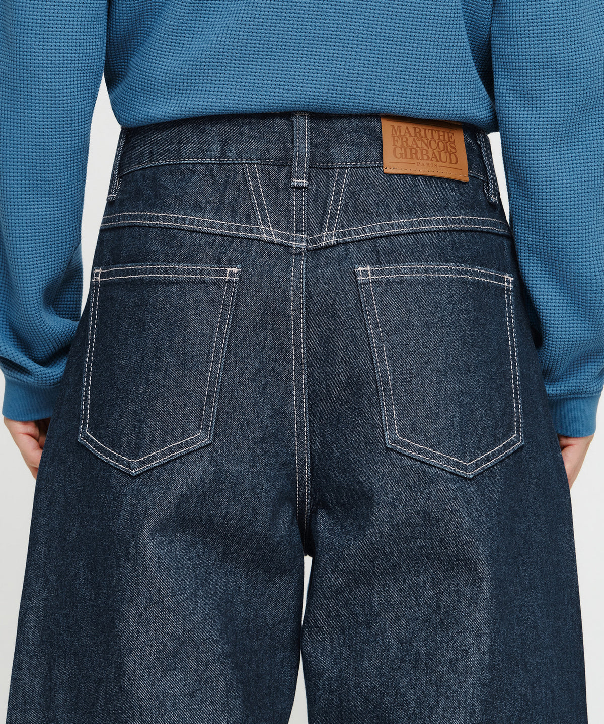 Marithe & Francois Girbaud - [Pre-order – Ships 7 Oct] Semi-wide Turn Up Denim Pants (Indigo) product image 2 | TRAB K-Fashion Australia
