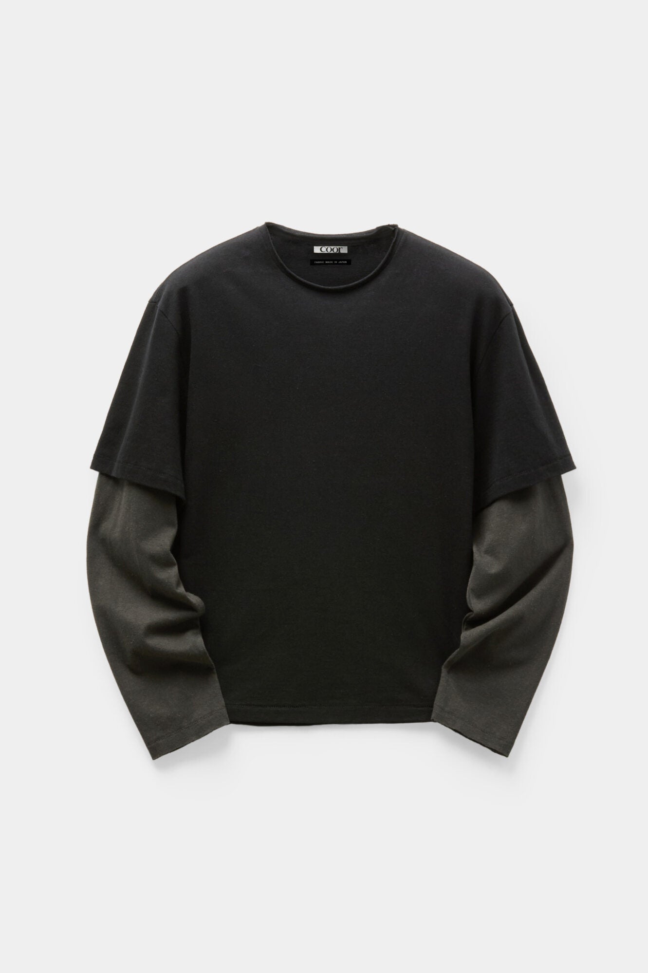 Coor - Layered Mix Cut Long-Sleeve Tshirt (Washed Black) product image 1 | TRAB K-Fashion Australia