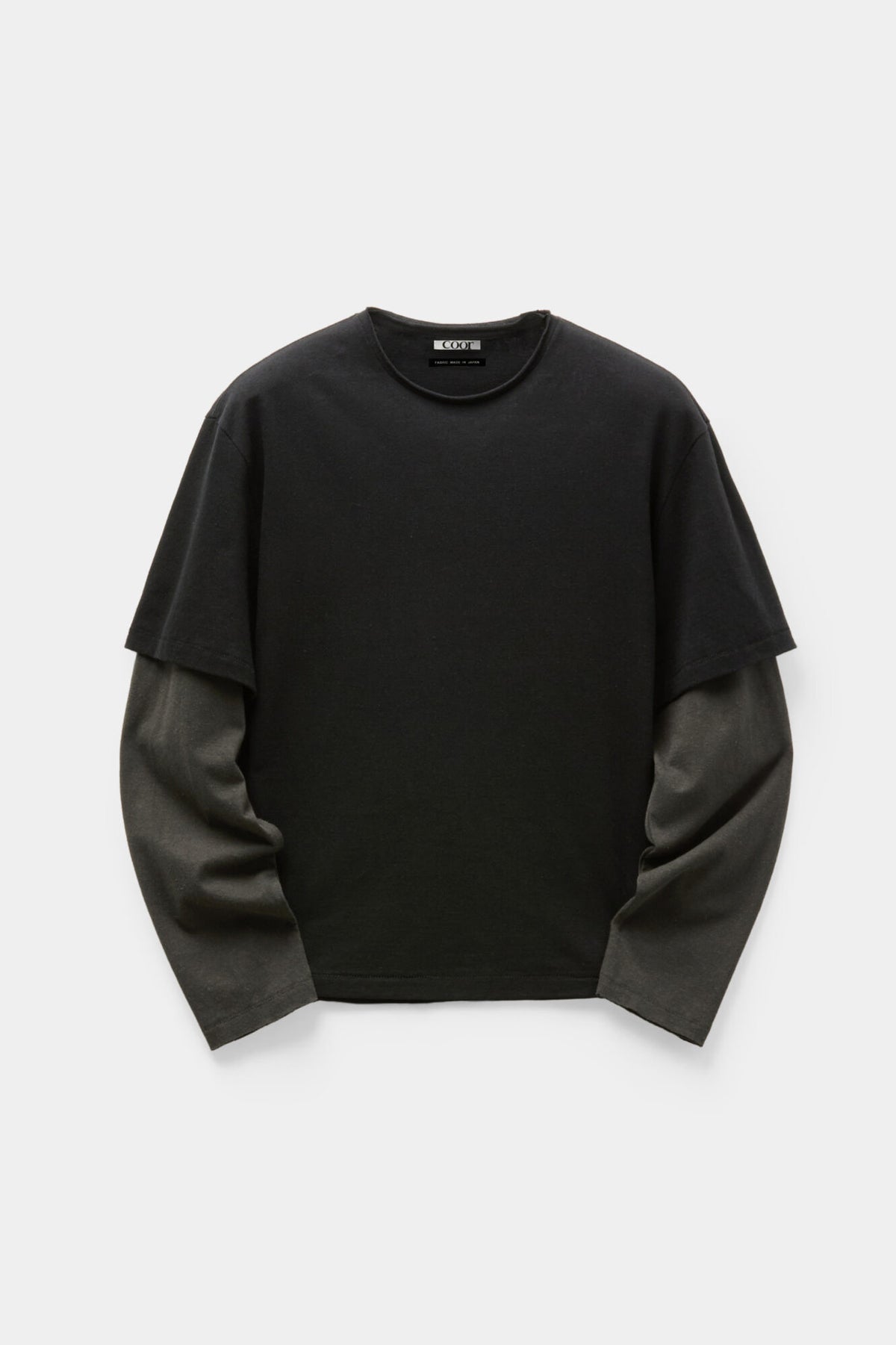 Coor - Layered Mix Cut Long Sleeve T-Shirt (Washed Black) product image 1 | TRAB K-Fashion Australia