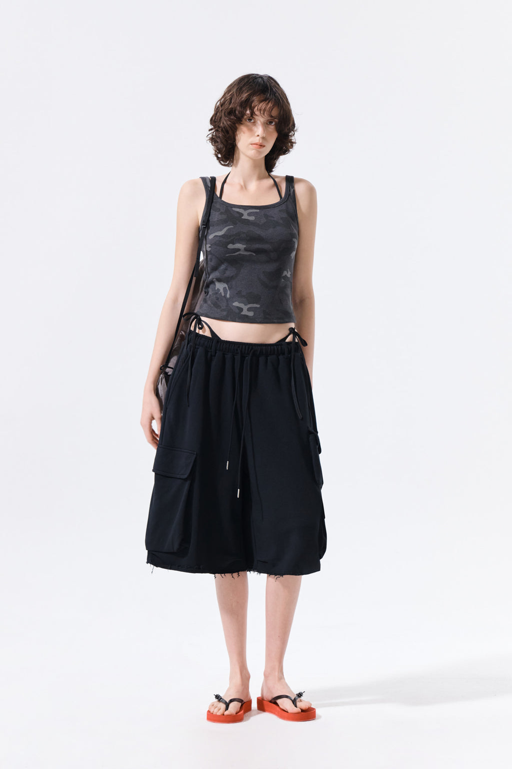 Matin Kim - Terry Utility Pocket Bermuda Pants (Black) product image 9 | TRAB K-Fashion Australia