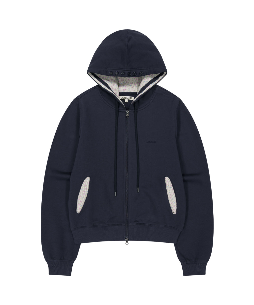 Coyseio - Flower Point Zip-Up Hoodie (Navy) product image 11 | TRAB K-Fashion Australia