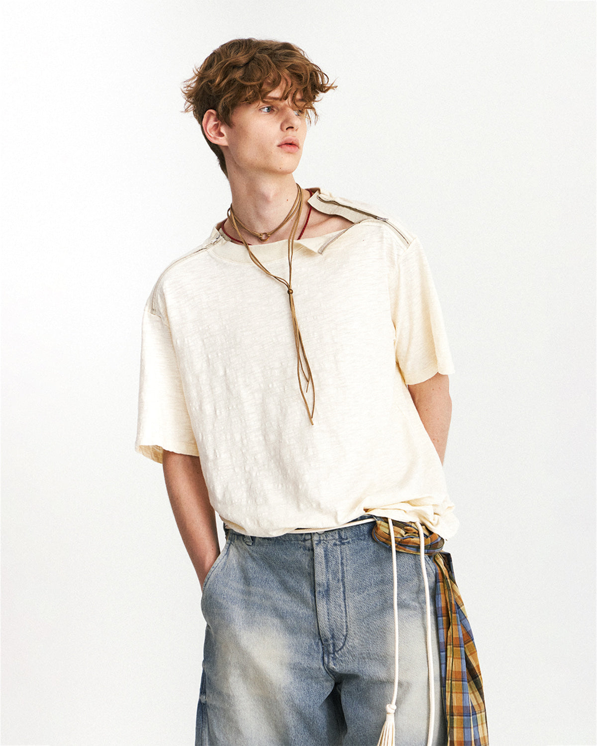 Eastlogue - Army Double Zip T-shirts (Ivory) product image 3 | TRAB K-Fashion Australia