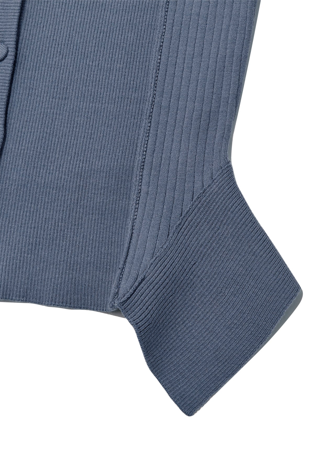 Matin Kim - Unbalance Cut Line Button Cardigan (Smoke Blue) product image 4 | TRAB K-Fashion Australia