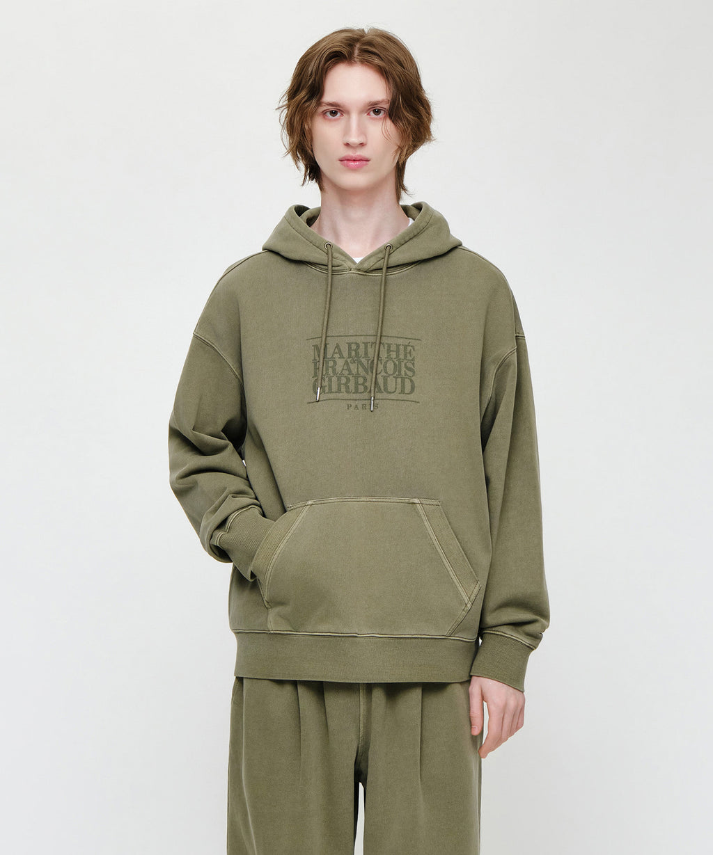 Marithe & Francois Girbaud - Crack Classic Logo Dyeing Oversized Hoodie (Khaki) product image 1 | TRAB K-Fashion Australia