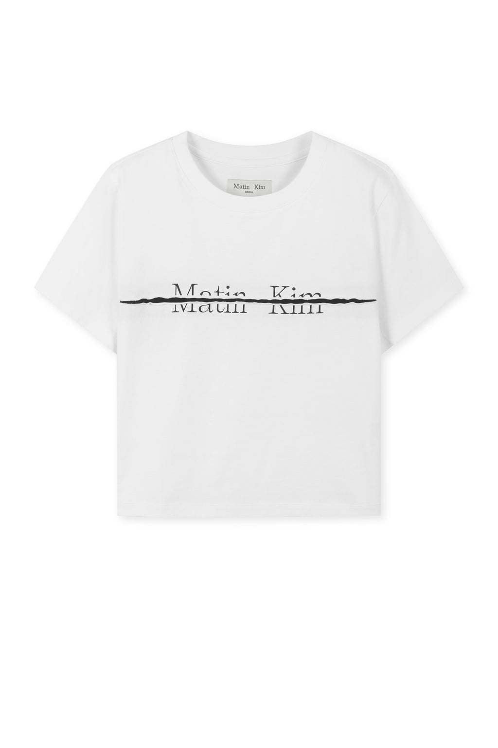 Matin Kim - [Pre-Order – Ships June 24] Matin Kim Logo Cutted Crop Top (Black) product image 6 | TRAB K-Fashion Australia