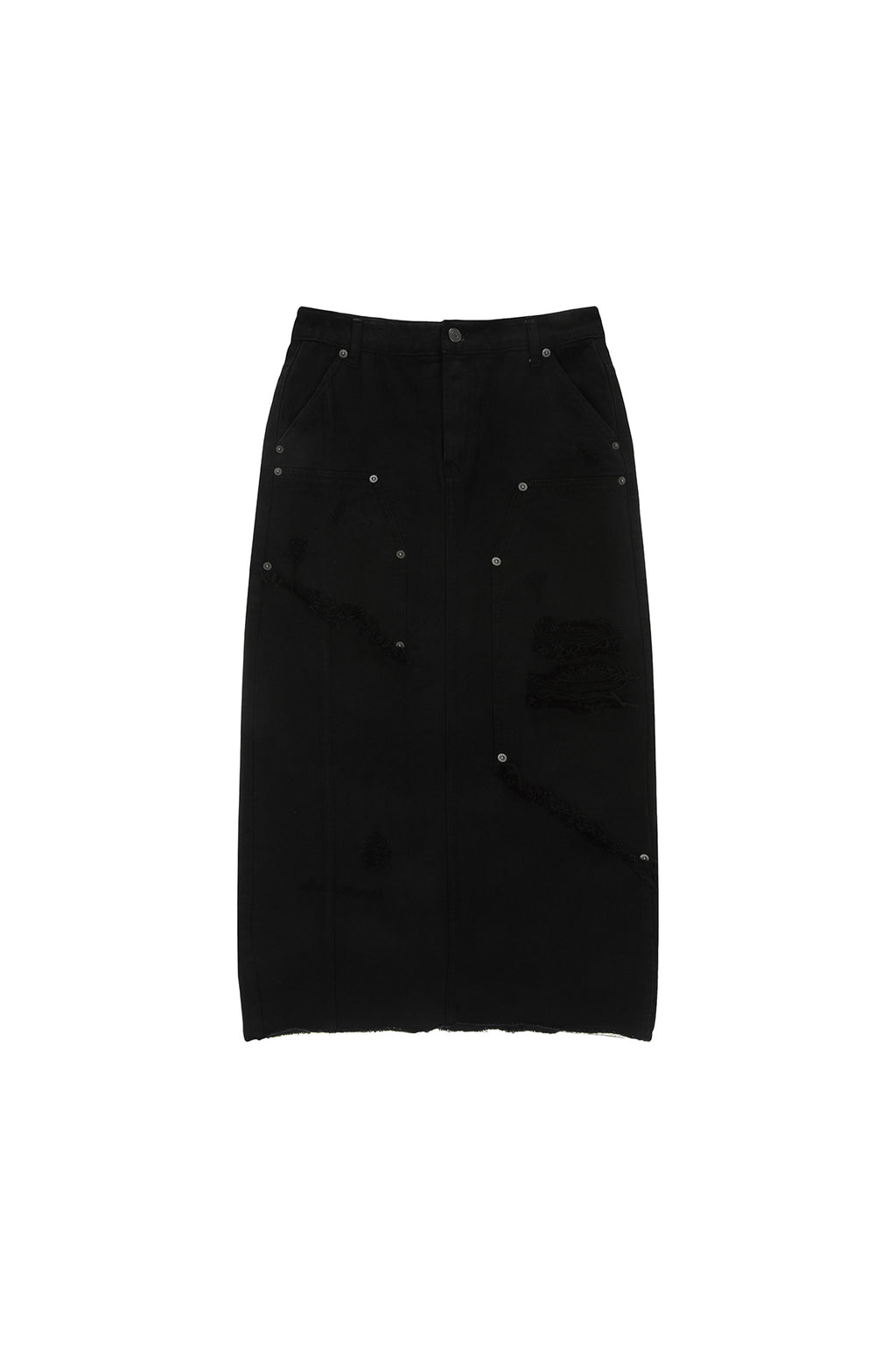 Matin Kim - Unbalance Damage Denim Skirt (Black) product image 1 | TRAB K-Fashion Australia