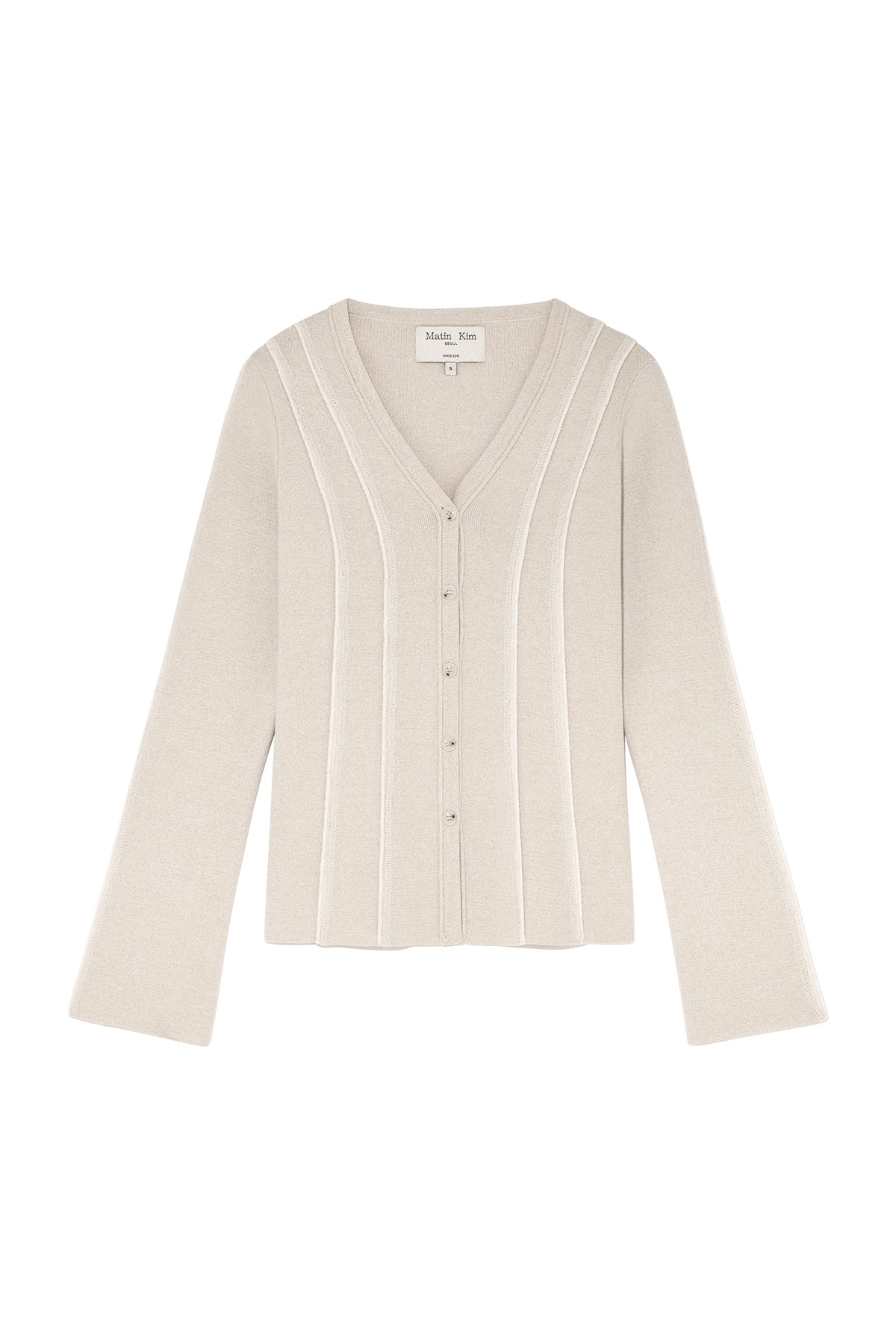 Matin Kim - Cut Line Slim Cardigan (Beige) product image 1 | TRAB K-Fashion Australia