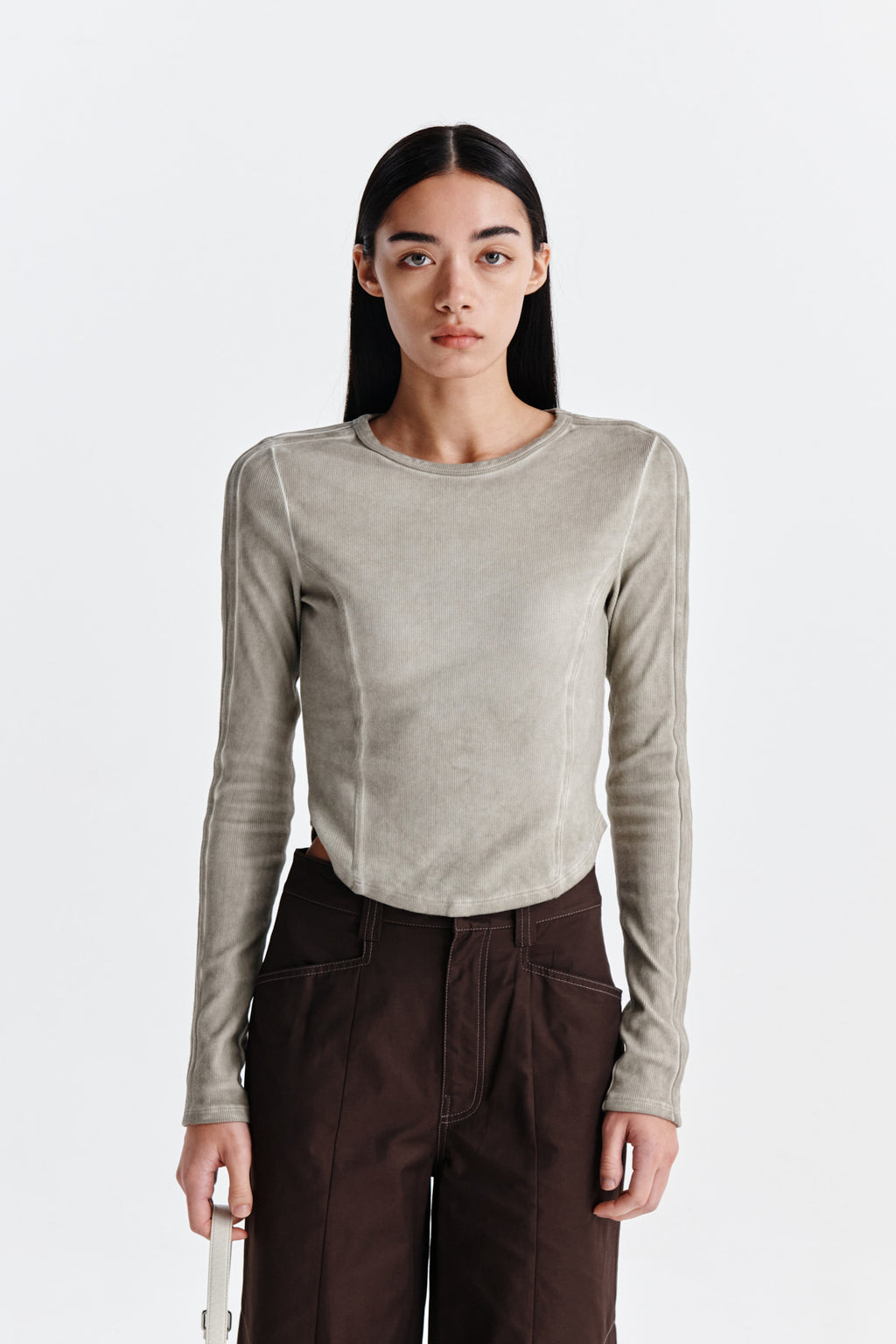 Matin Kim - Sleeve Binding Washed Top (Khaki) product image 5 | TRAB K-Fashion Australia