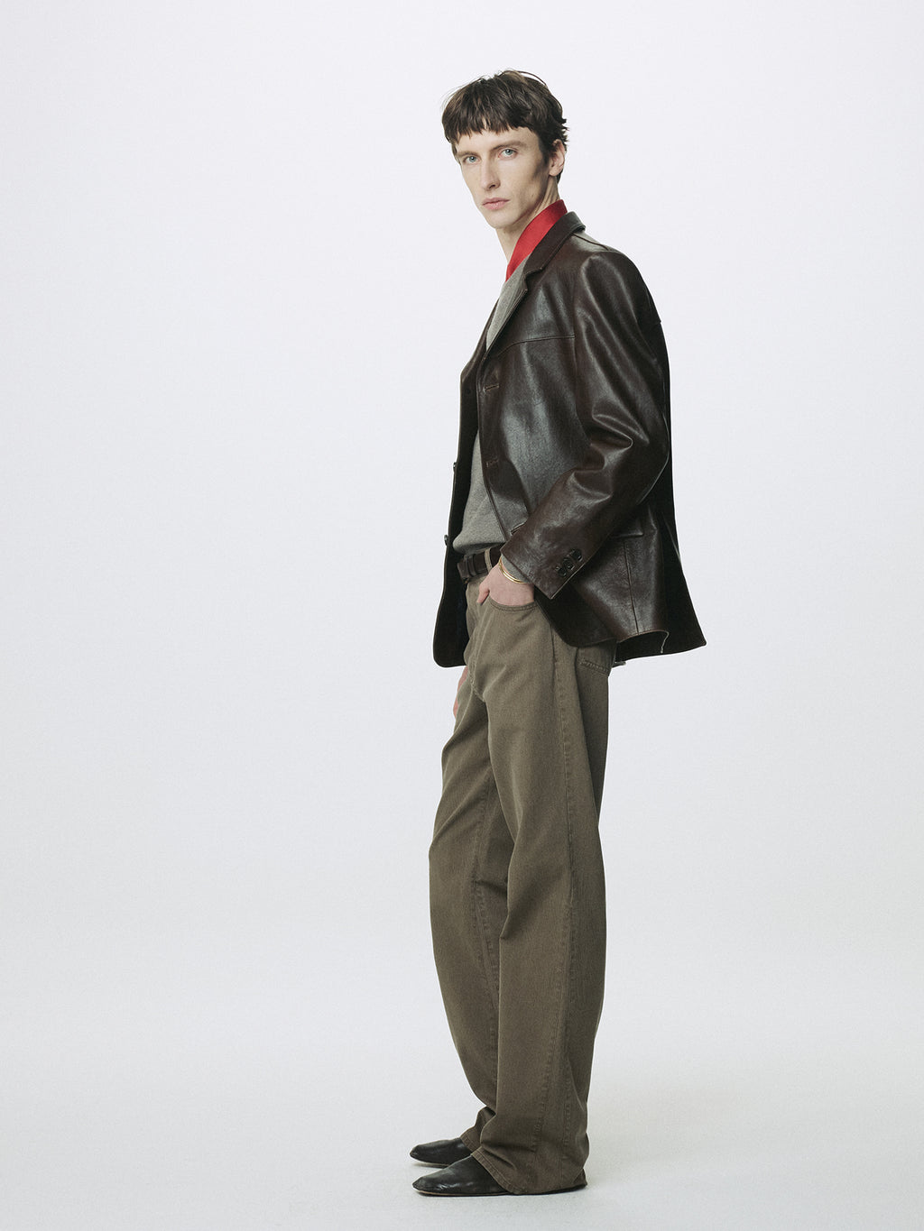 Tonywack - Vegetable Lamb Leather Blazer Jacket (Brown) product image 3 | TRAB K-Fashion Australia