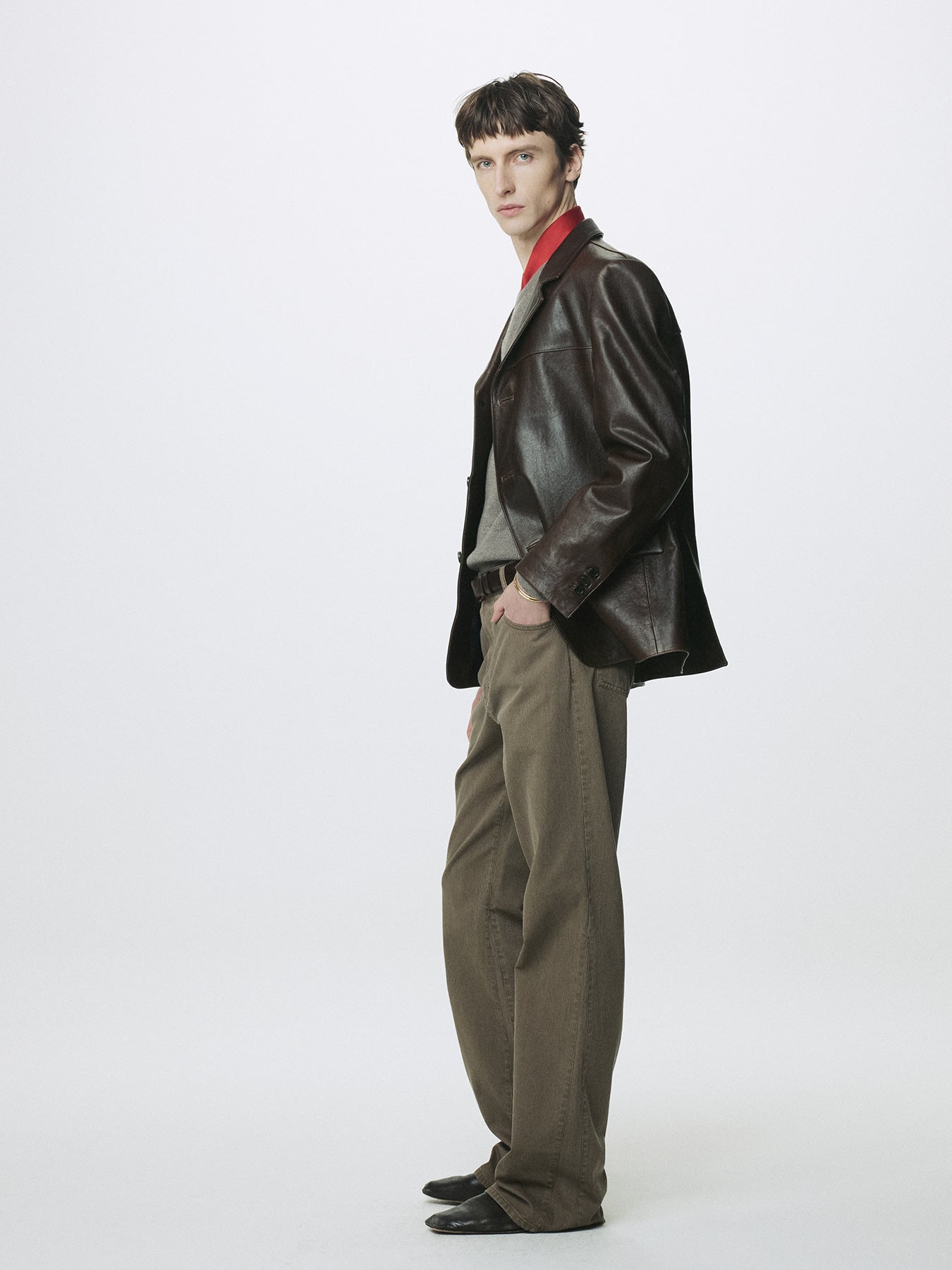 Tonywack - Vegetable Lamb Leather Blazer Jacket (Brown) product image 3 | TRAB K-Fashion Australia