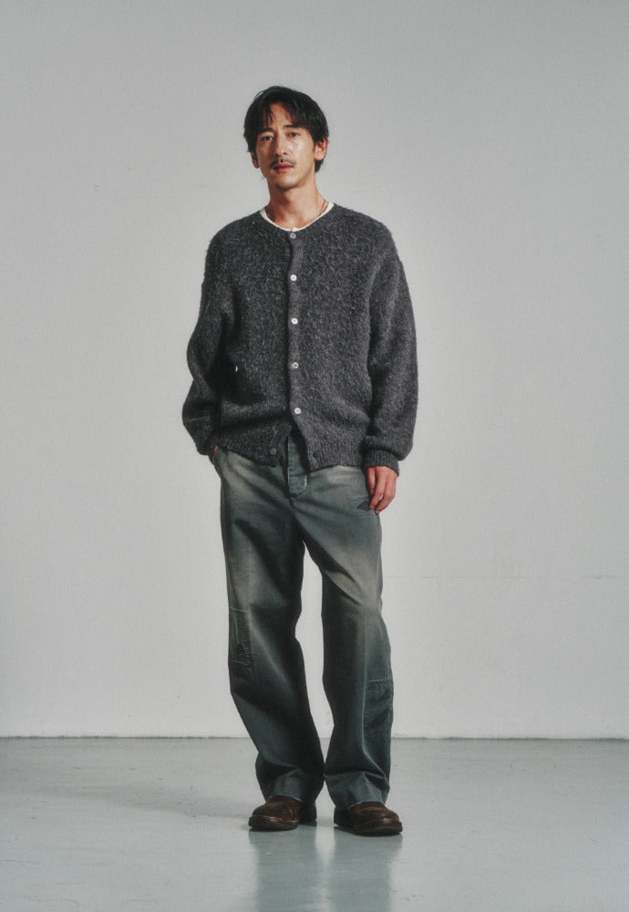 Art if acts - Alpaca Round Neck Cardigan (Charcoal) product image 1 | TRAB K-Fashion Australia