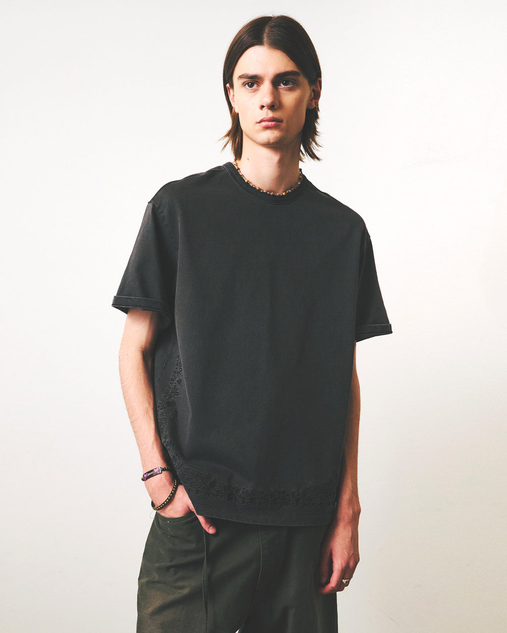Eastlogue - Paisley Embroidered T-shirts (Pigment Charcoal) product image 5 | TRAB K-Fashion Australia