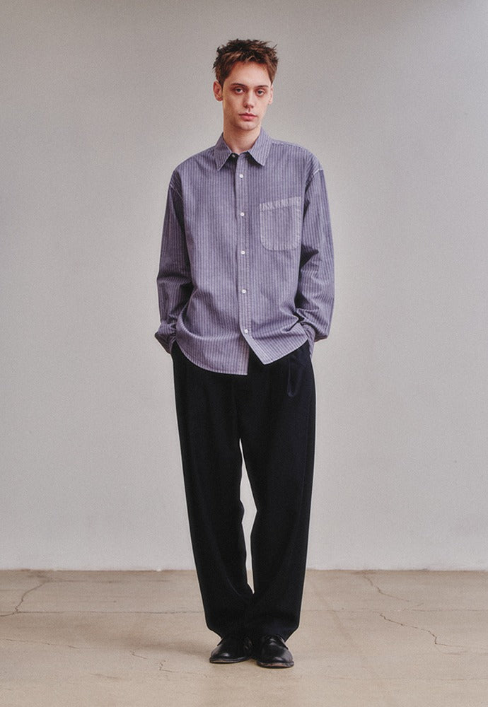 Art if acts - Pigment Dyed Stripe Shirt (Violet Grey) product image 1 | TRAB K-Fashion Australia