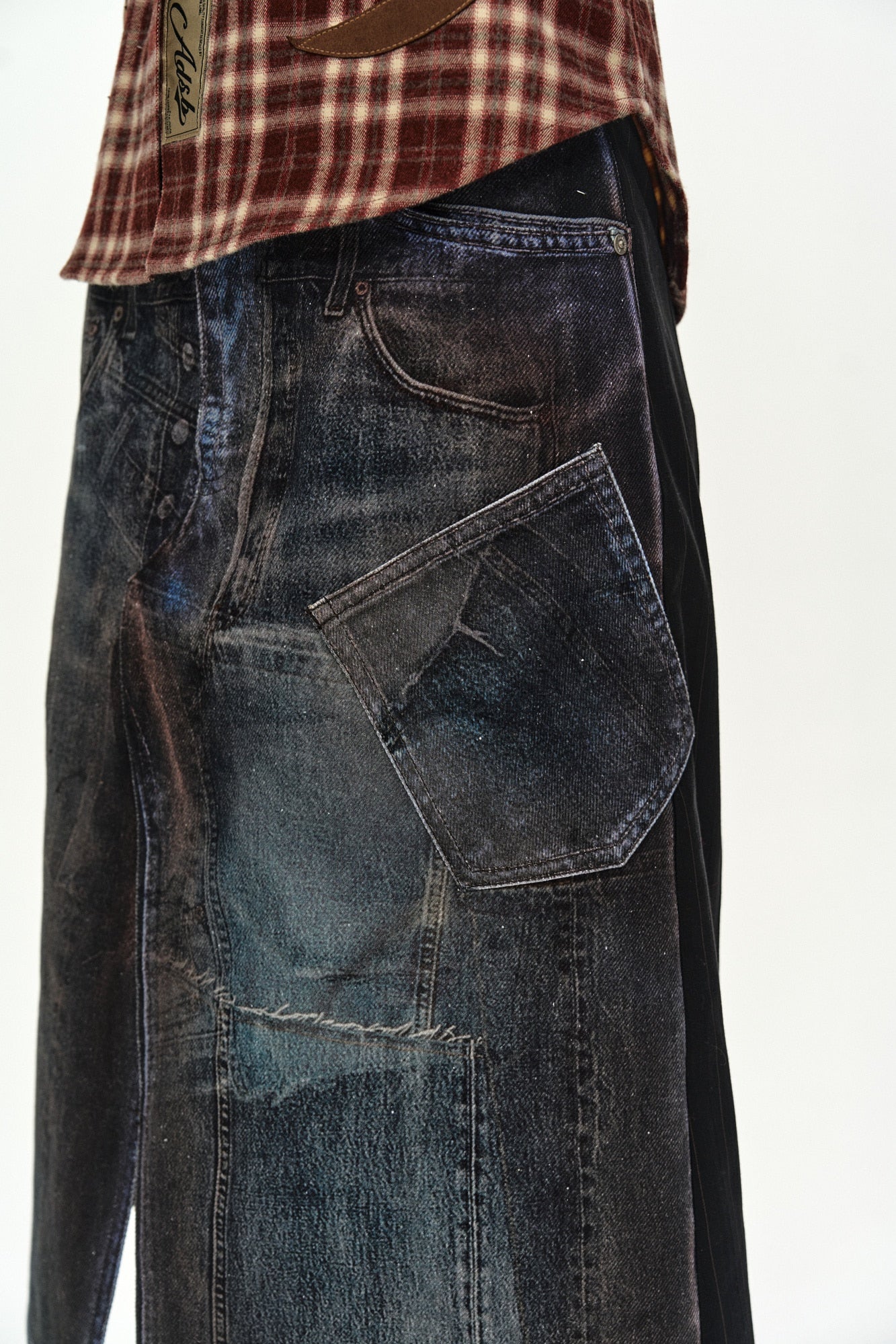 Andersson Bell - Illusion Patchwork Trompe L'oeil Pleated Skirt (blue/black) (Blue/Black) product image 6 | TRAB K-Fashion Australia