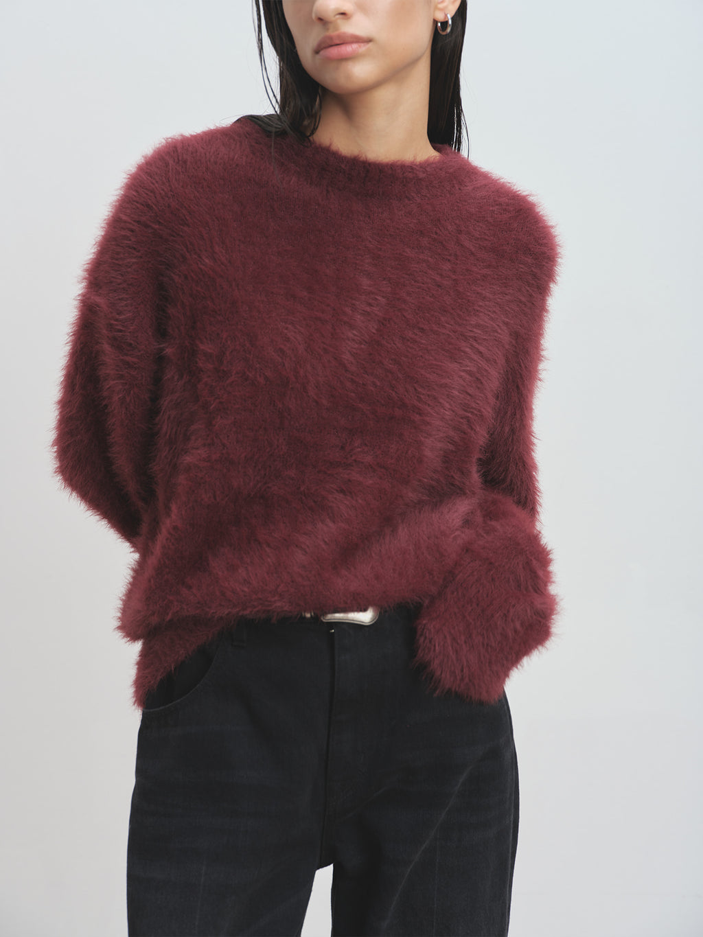 Tonywack - Faux Fur Crew-Neck Top (Burgundy) product image 6 | TRAB K-Fashion Australia