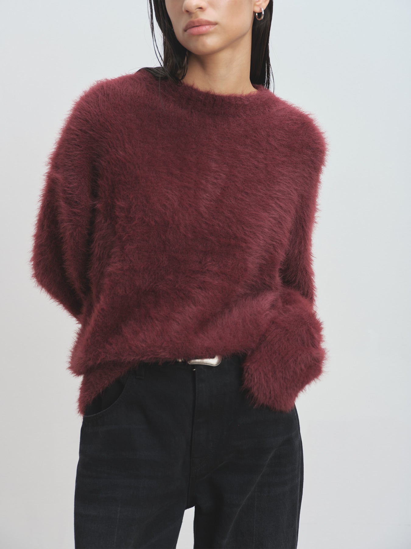 Tonywack - Faux Fur Crew-Neck Top (Burgundy) product image 6 | TRAB K-Fashion Australia