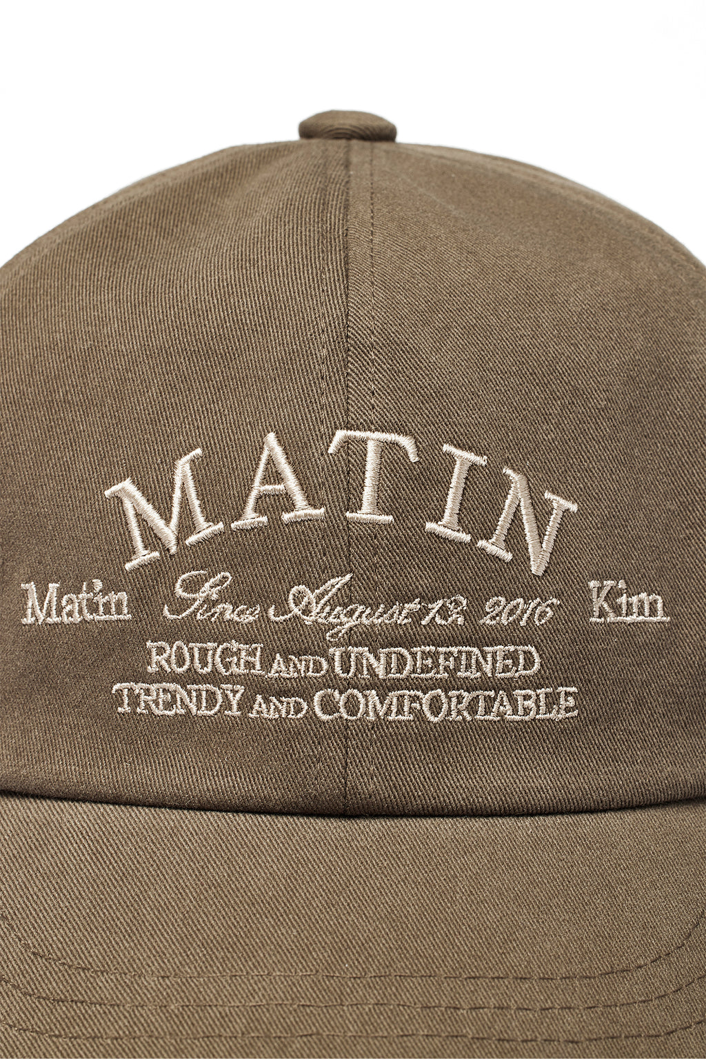 Matin Kim - Lettering Flat Brim Cap (Khaki) product image 4 | TRAB K-Fashion Australia