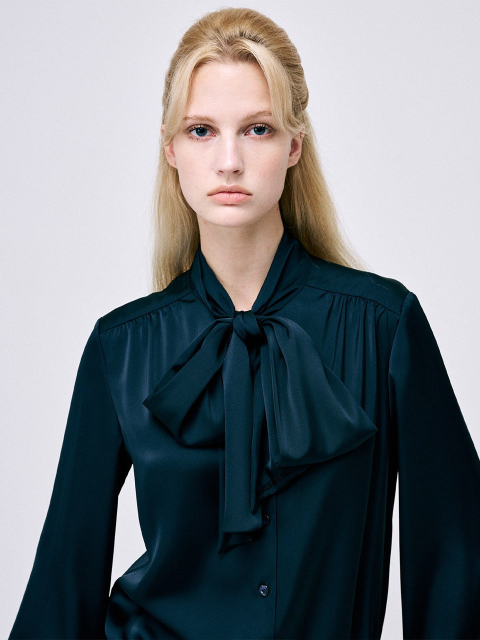 Mardi Mercredi - Blouse Tie Neck (Navy) product image 1 | TRAB K-Fashion Australia