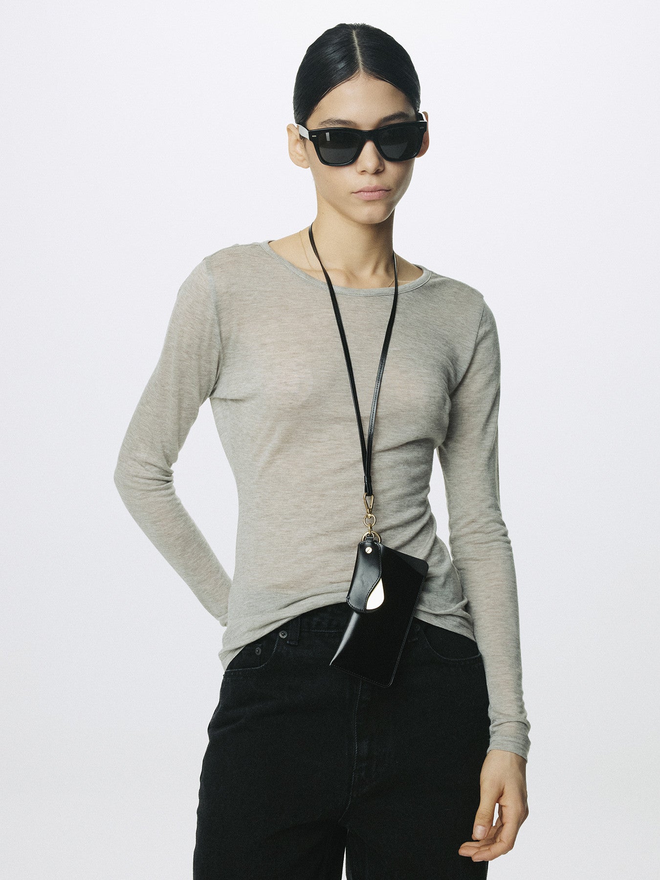 Tonywack - Wool Tencel Pintuck Long Sleeve (Brown Melange) product image 6 | TRAB K-Fashion Australia