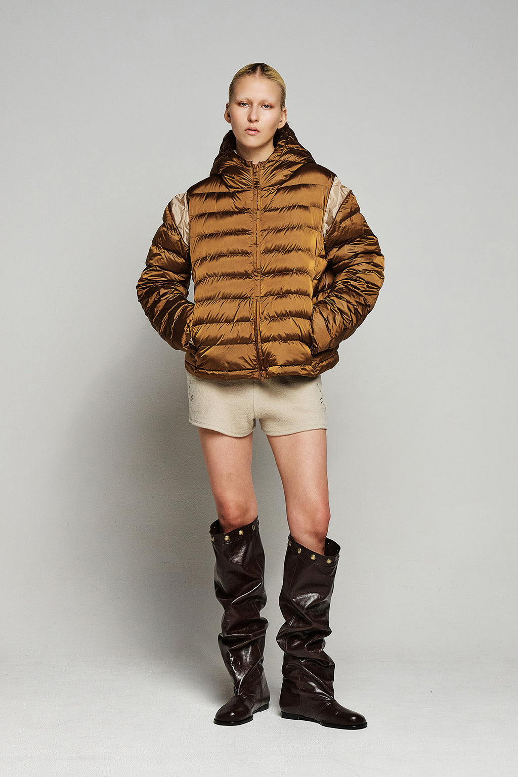 Deinet - Point Wellon Hooded Jacket (Dark Brown) product image 4 | TRAB K-Fashion Australia