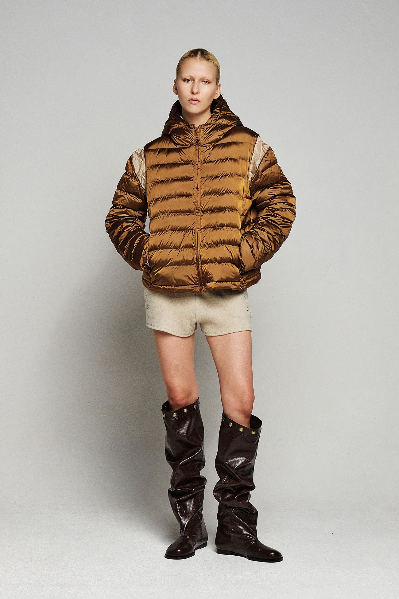 Deinet - Point Wellon Hooded Jacket (Dark Brown) product image 4 | TRAB K-Fashion Australia