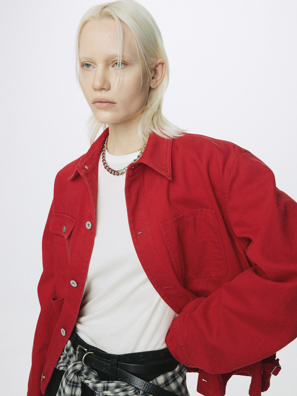 Tonywack - Slub Cotton Cropped Work Jacket (Red) product image 6 | TRAB K-Fashion Australia