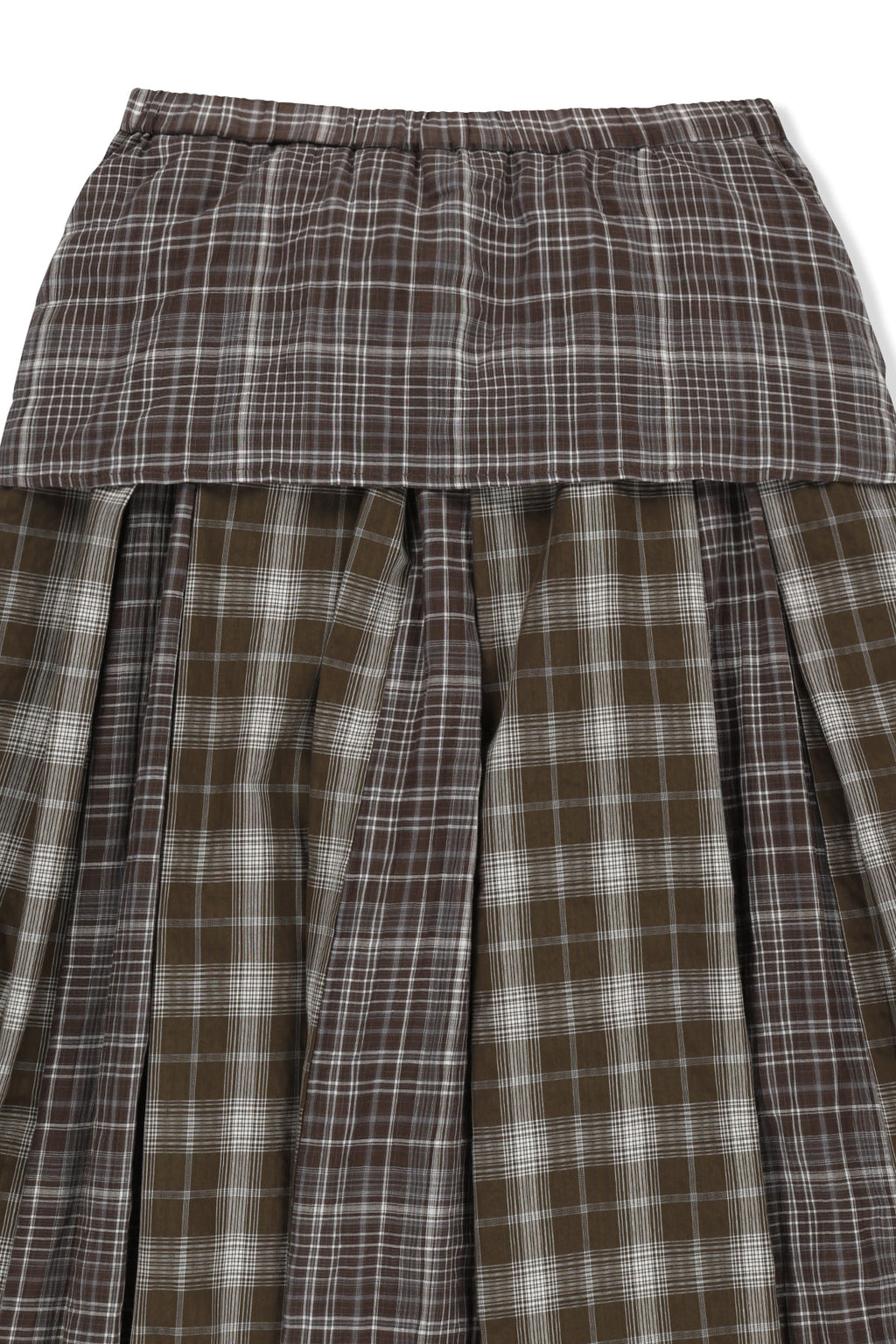 Matin Kim - Mixed Check Sleeve Tie Flare Skirt (Brown) product image 5 | TRAB K-Fashion Australia