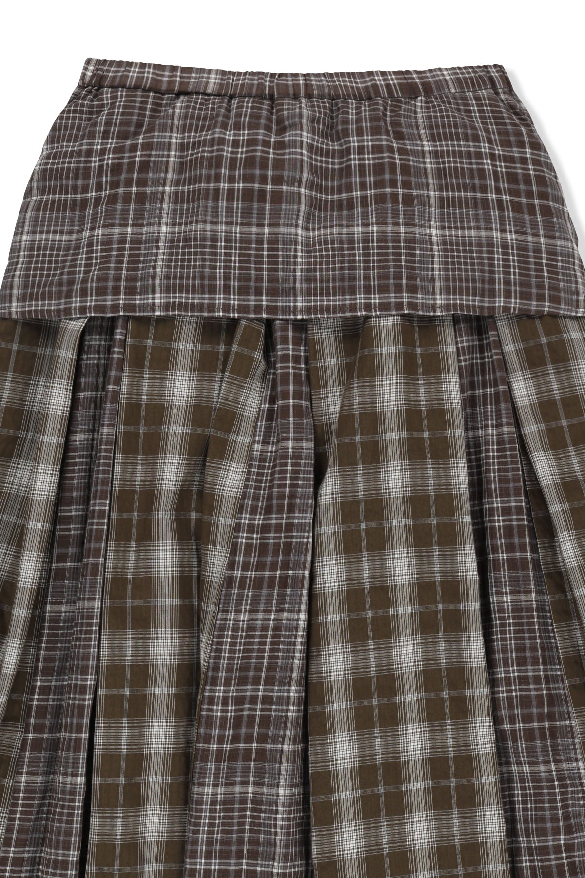 Matin Kim - Mixed Check Sleeve Tie Flare Skirt (Brown) product image 5 | TRAB K-Fashion Australia