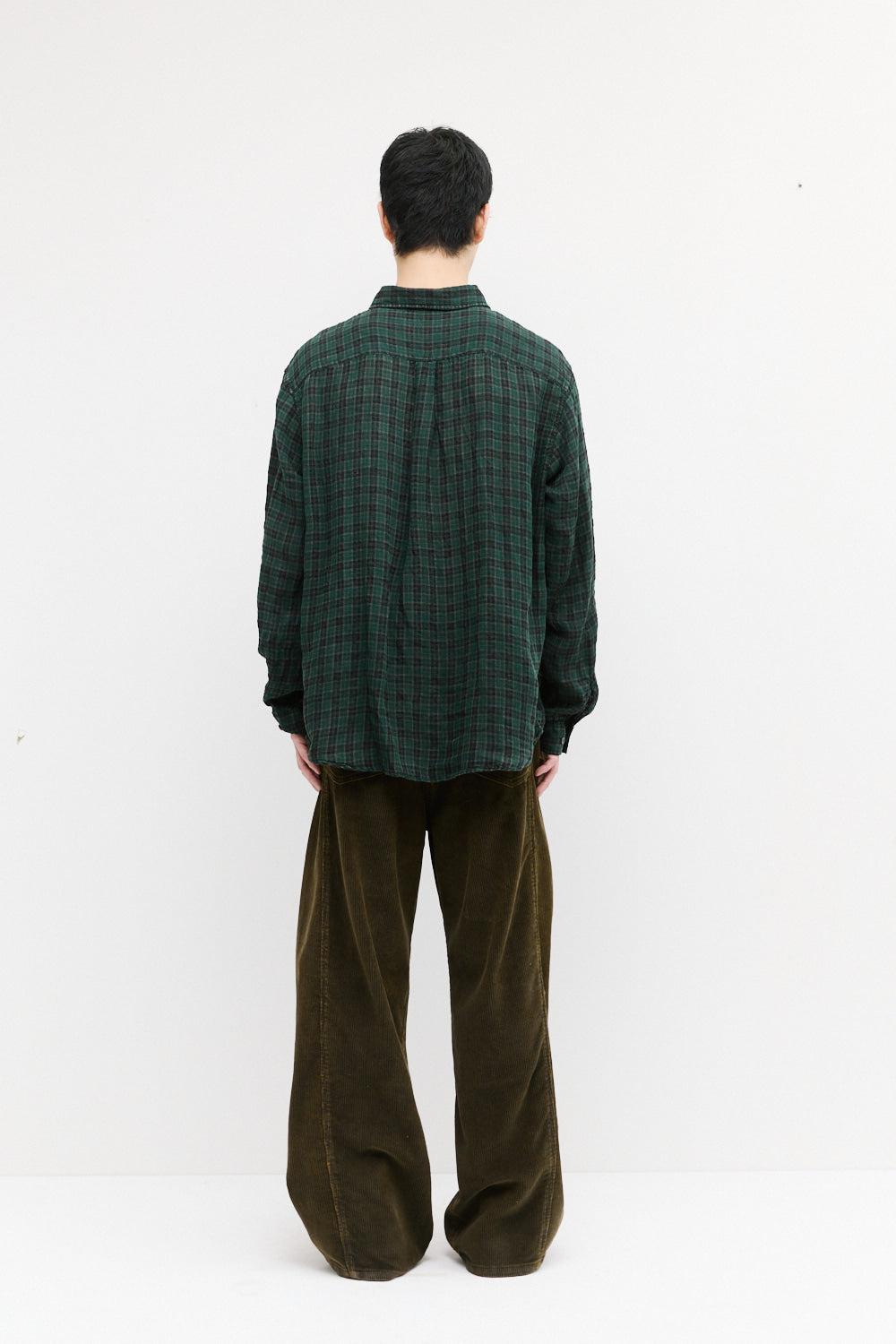 Hatchingroom - Museum Shirt Check Linen Dyed Dark (Green) product image 5 | TRAB K-Fashion Australia