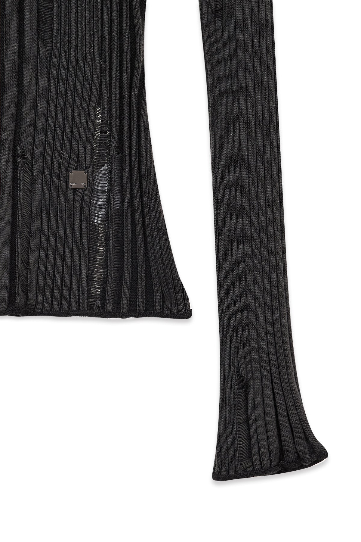 Matin Kim - Logo Point Damage Slim Hoody Cardigan (Charcoal) product image 4 | TRAB K-Fashion Australia