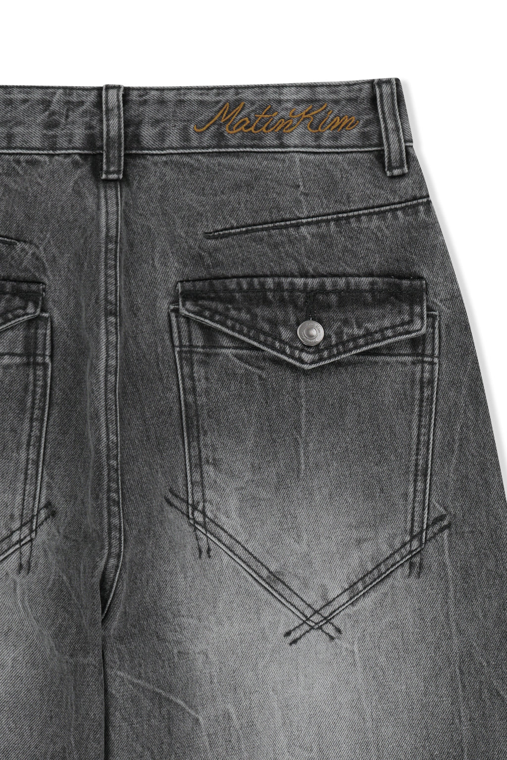 Matin Kim - Matin Waist Logo Wide Denim Pants (Grey) product image 5 | TRAB K-Fashion Australia
