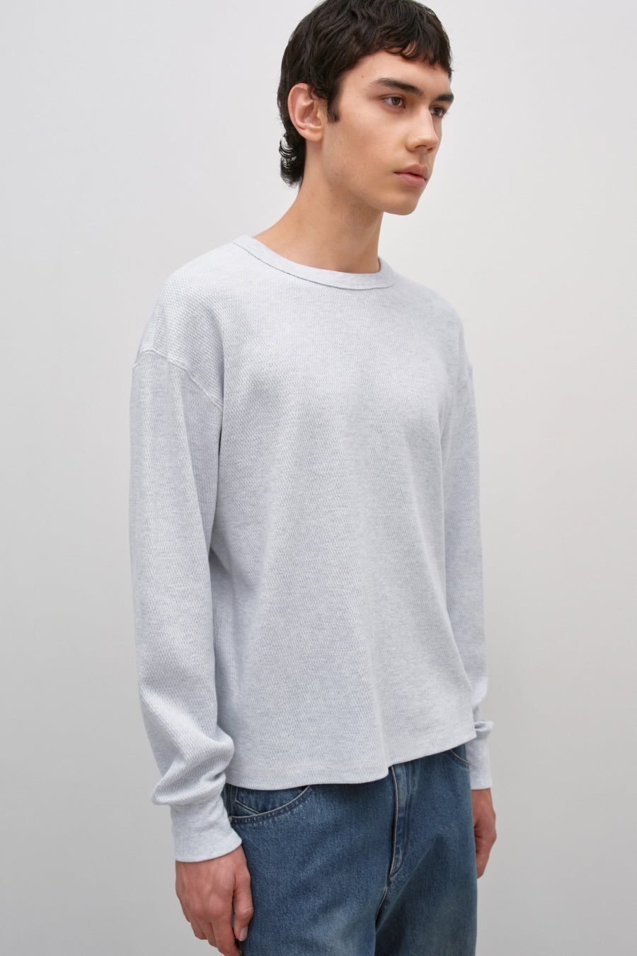 Insilence - Honeycomb Crew Neck Long Sleeve (Melange Grey) product image 2 | TRAB K-Fashion Australia