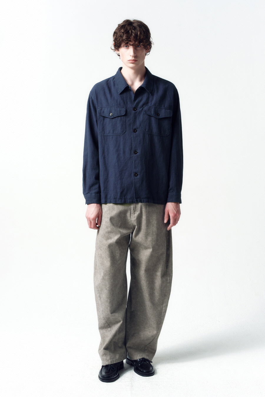 Insilence - Garment-dyed Fatigue Shirt (Navy) product image 1 | TRAB K-Fashion Australia