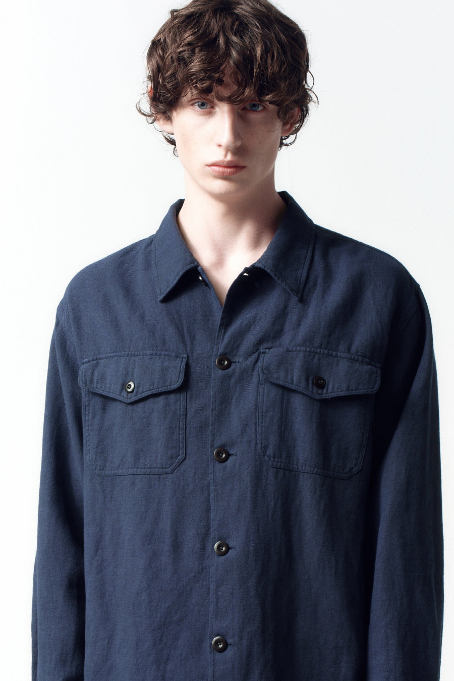 Insilence - Garment-dyed Fatigue Shirt (Navy) product image 6 | TRAB K-Fashion Australia