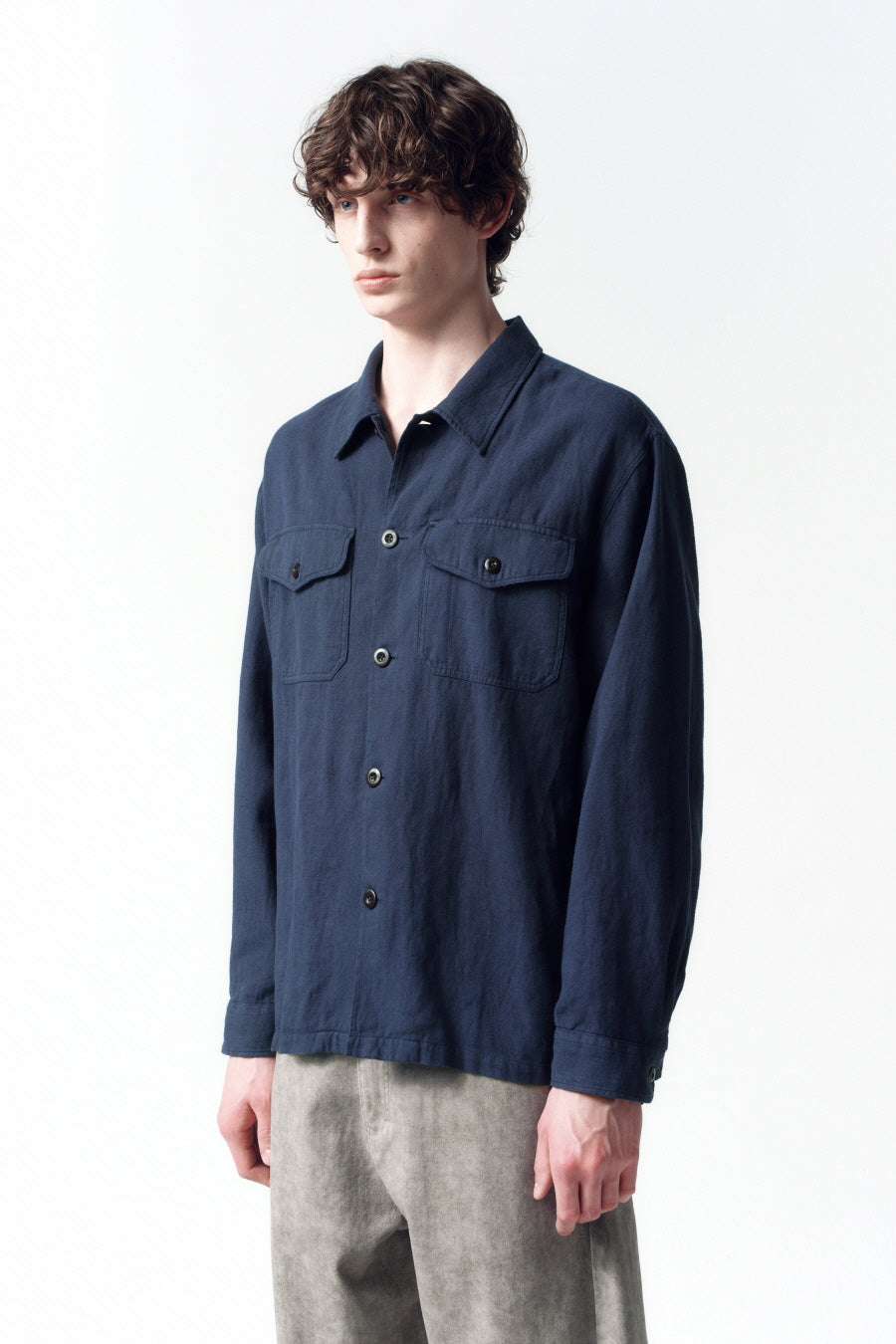 Insilence - Garment-dyed Fatigue Shirt (Navy) product image 3 | TRAB K-Fashion Australia