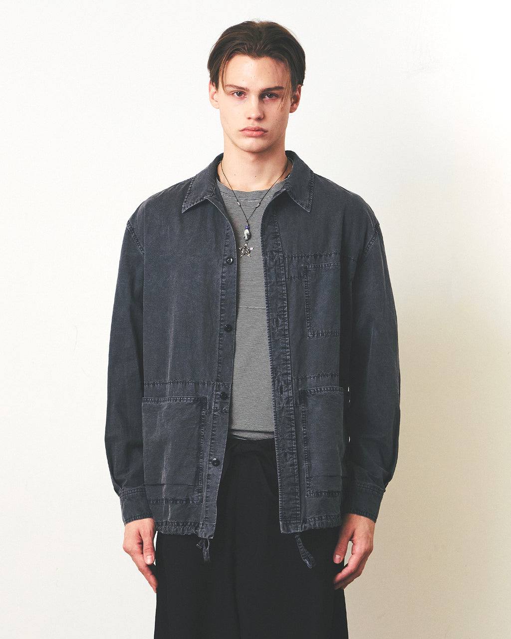 Eastlogue - Carpenter Shirts Jacket (Pigment D.navy Linen) product image 2 | TRAB K-Fashion Australia