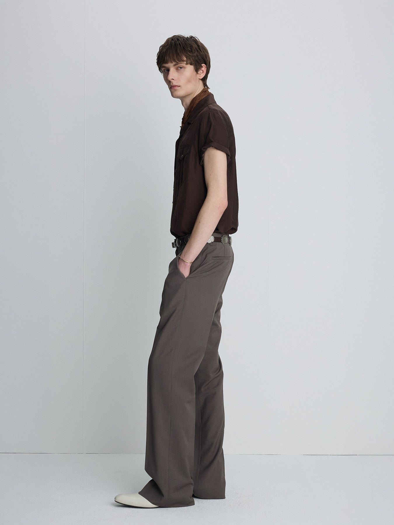 Tonywack - Washed Rayon Pearl Snap Shirt (Brown) product image 3 | TRAB K-Fashion Australia
