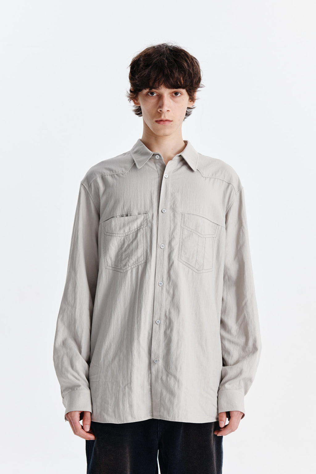 Matin Kim - Stitch Point Shirt (Light Grey) product image 11 | TRAB K-Fashion Australia