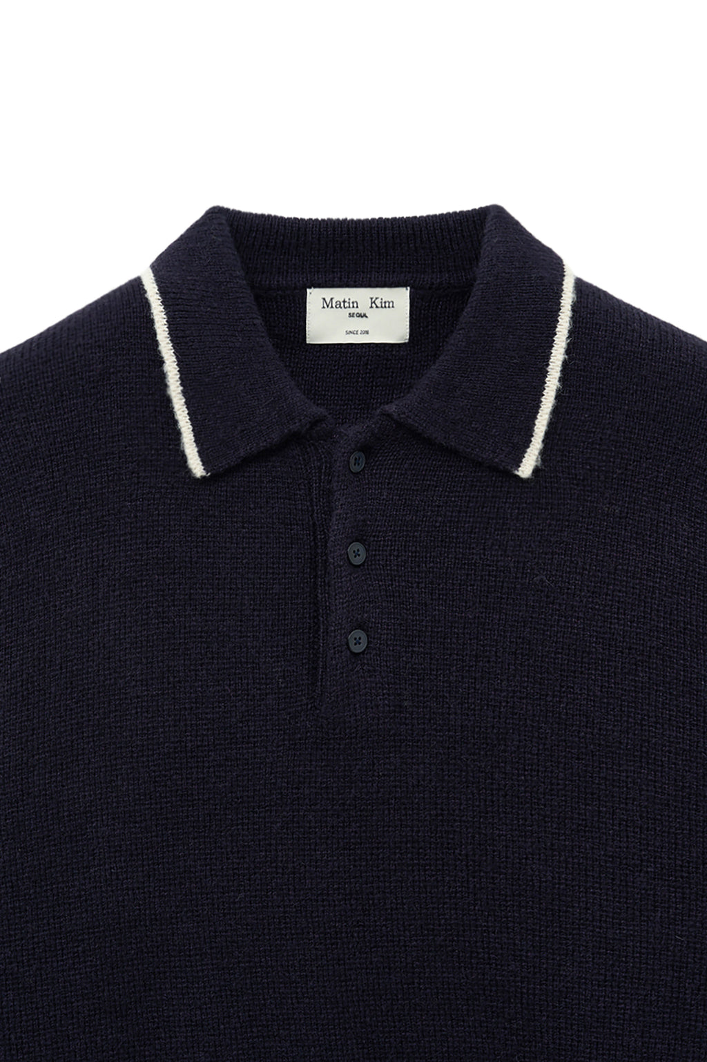 Matin Kim - Back Logo Collar Knit Top (Dark Navy) product image 4 | TRAB K-Fashion Australia