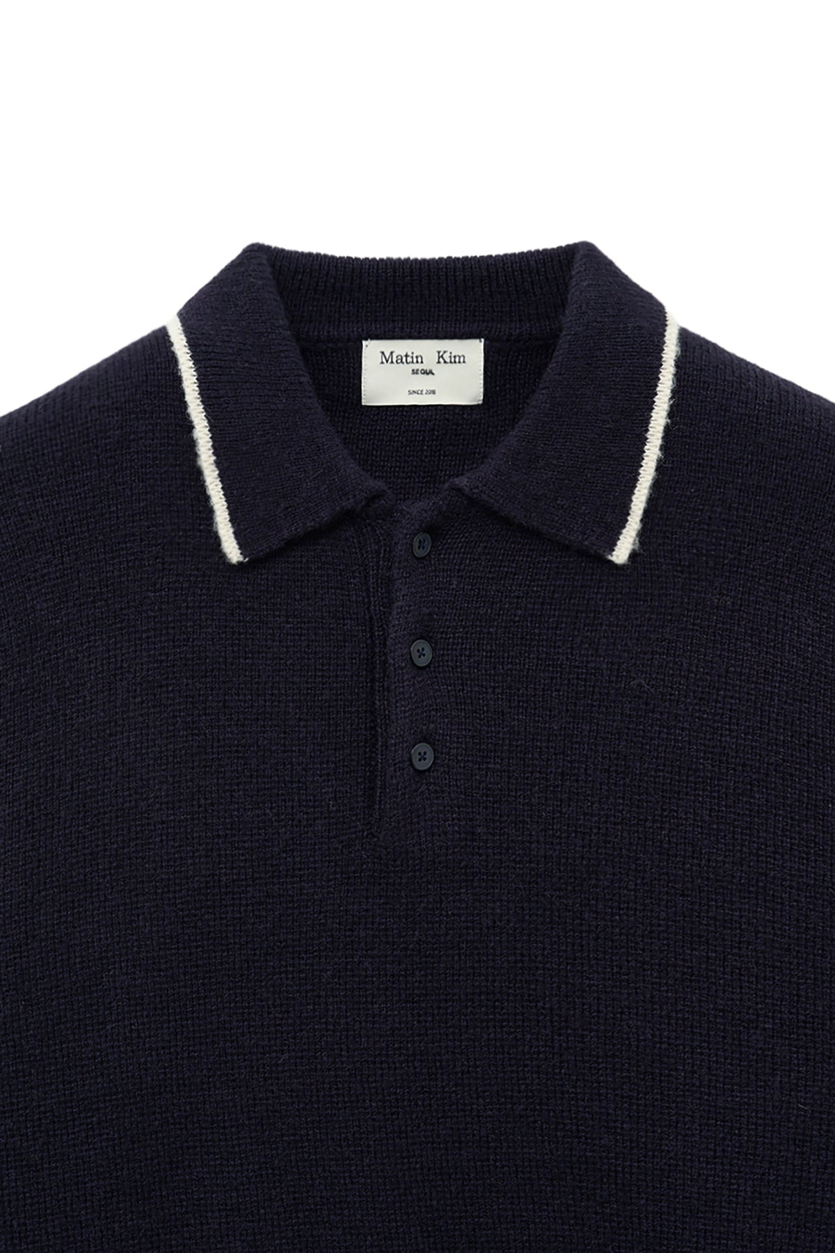 Matin Kim - Back Logo Collar Knit Top (Dark Navy) product image 4 | TRAB K-Fashion Australia