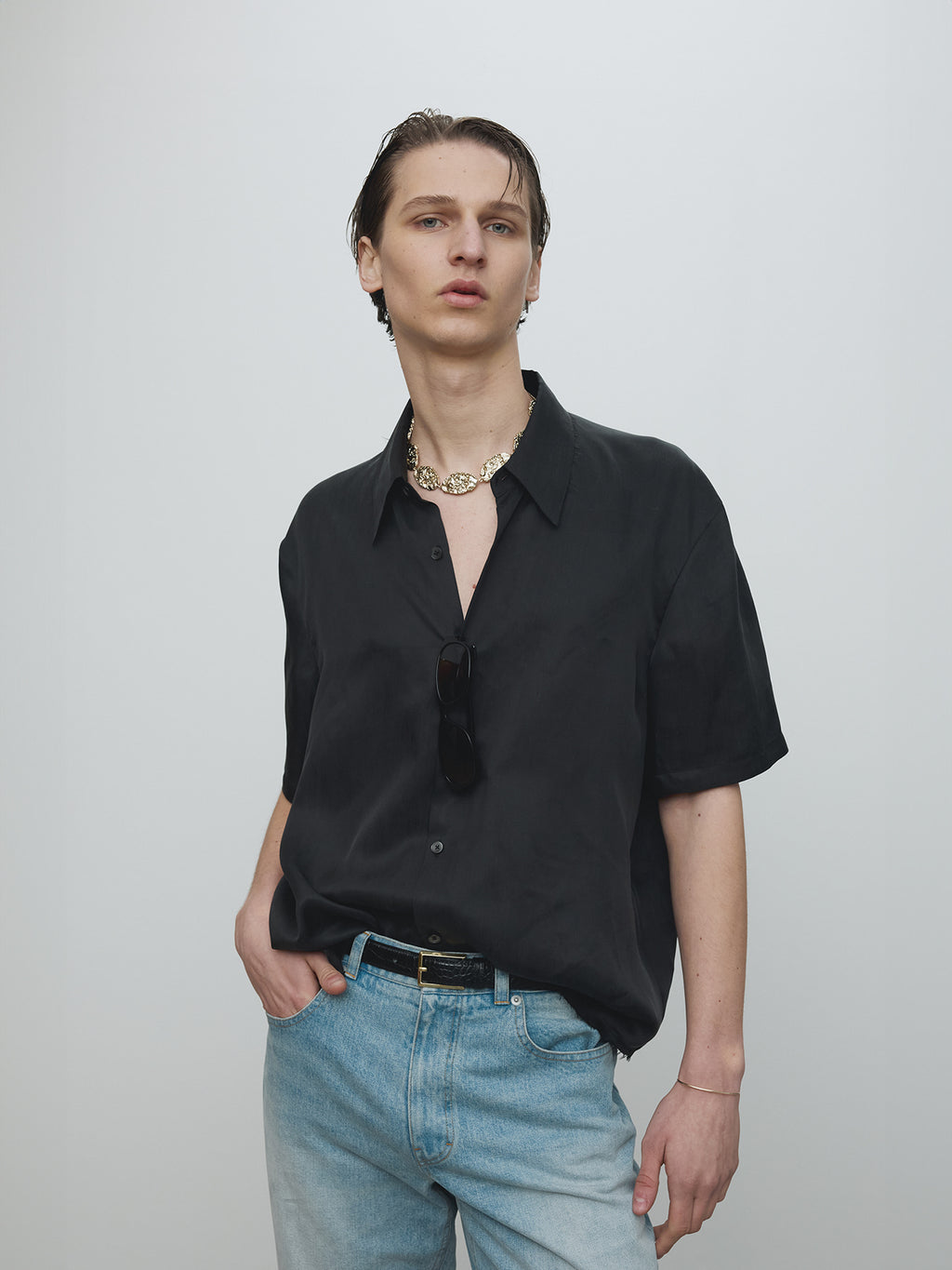 Tonywack - Fluid Cupro Shirt Japanese Fabric (Carbon) product image 1 | TRAB K-Fashion Australia