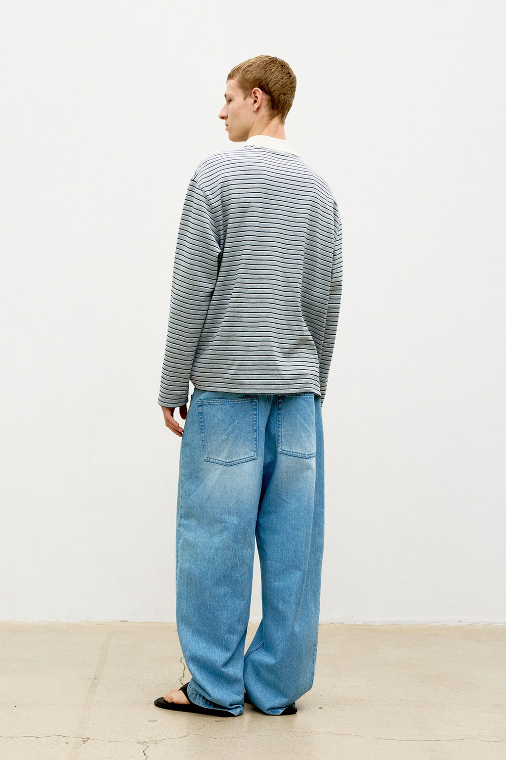Coor - Multi-Stripe Pique Polo Shirt (Melange Gray) product image 4 | TRAB K-Fashion Australia