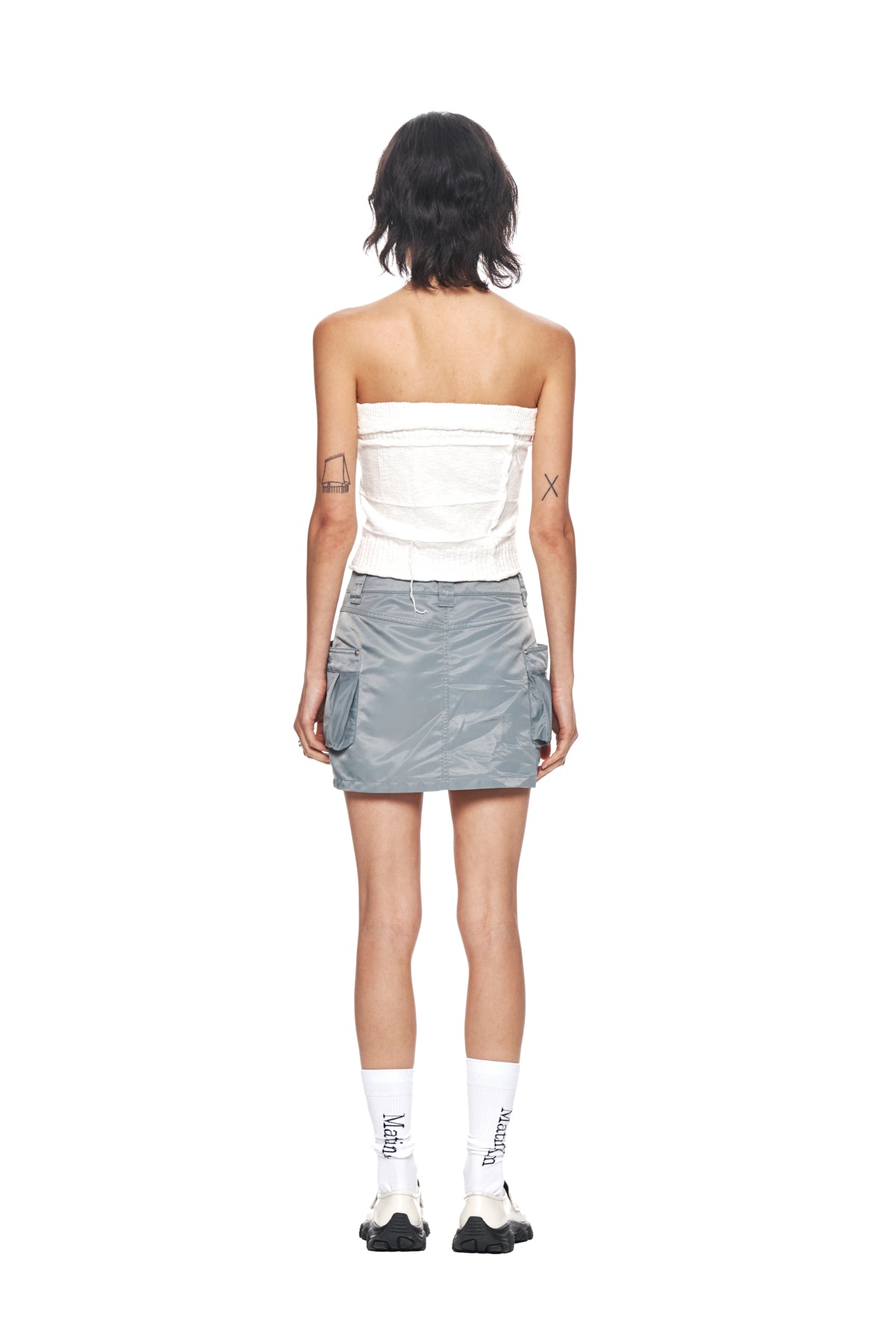 Matin Kim - Lowrise Nylon Cargo Mini Skirt (Grey) product image 7 | TRAB K-Fashion Australia