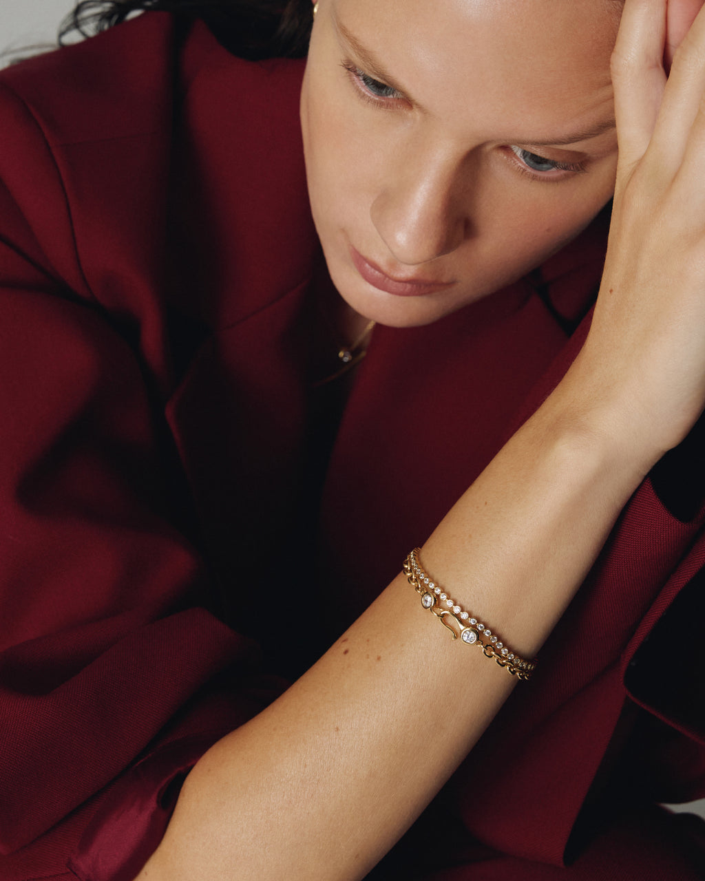 Numbering - Bezel Set Clasp Chain Bracelet #3903 product image 3 | TRAB K-Fashion Australia