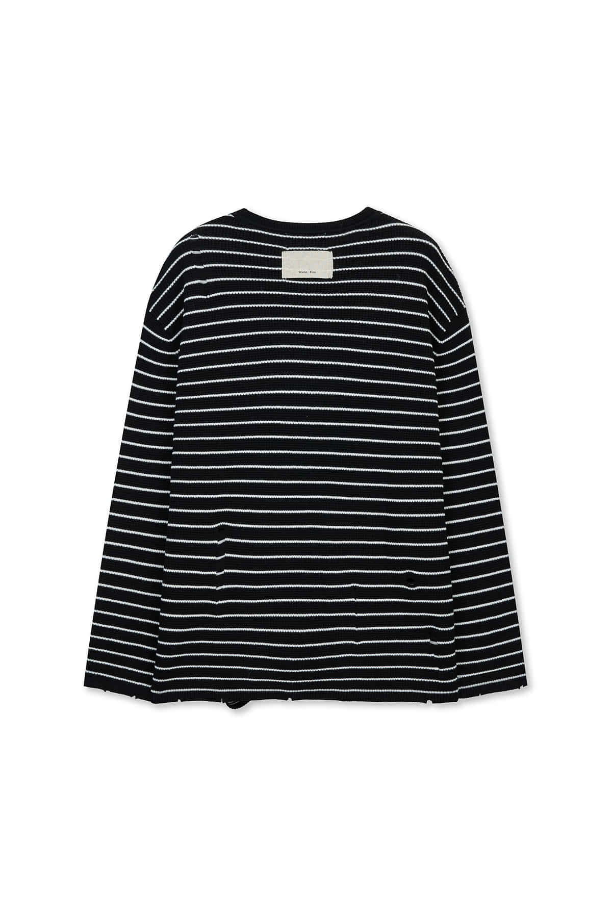 Matin Kim - Stripe Damaged Loose Pullover (Black) product image 2 | TRAB K-Fashion Australia