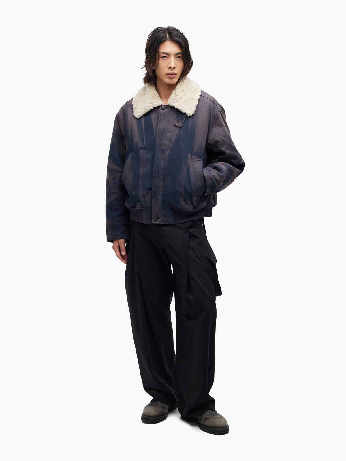 Jiyong Kim - Sun-Bleached Wide Collar Jacket (Navy) product image 1 | TRAB K-Fashion Australia