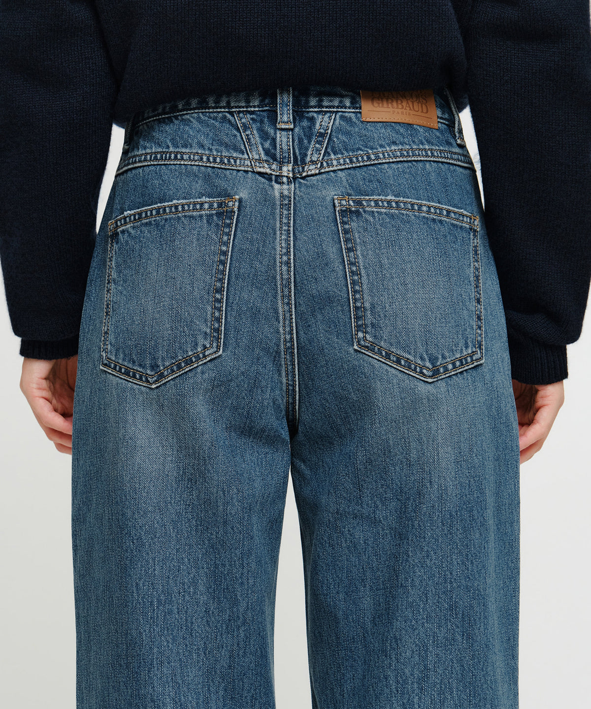 Marithe & Francois Girbaud - [Pre-order – Ships 19 Oct] Straight Damaged Slub Melange Denim Pants (Blue) product image 2 | TRAB K-Fashion Australia